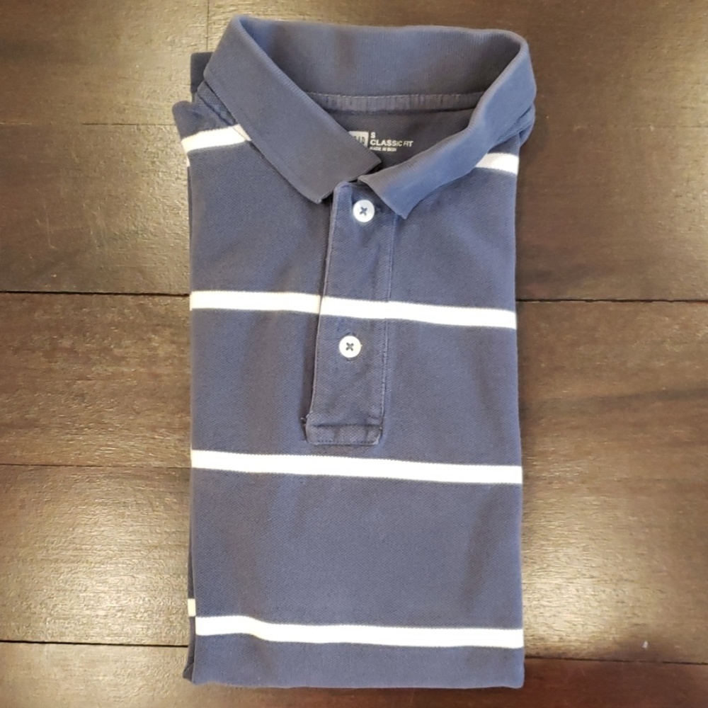 MEN'S BLUE AND WHITE GAP CLASSIC POLO SHIRT